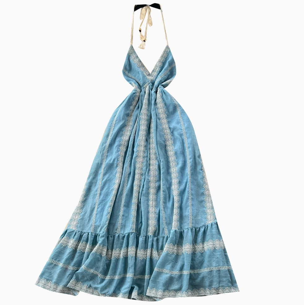 Vintage Wather Embroidered Halter Dress