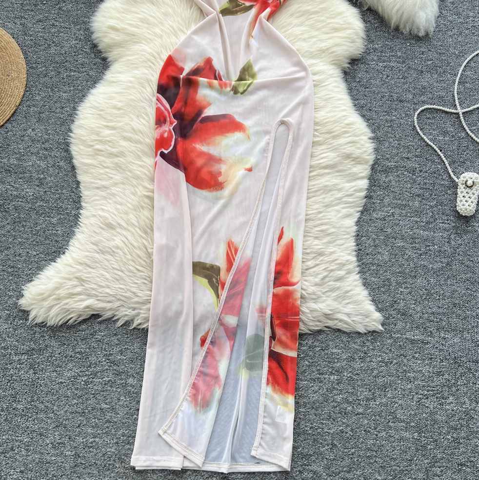 Sexy Sleeveless Floral Printed Dress