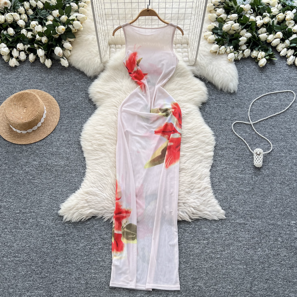 Sexy Sleeveless Floral Printed Dress