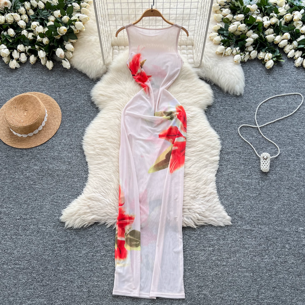 Sexy Sleeveless Floral Printed Dress