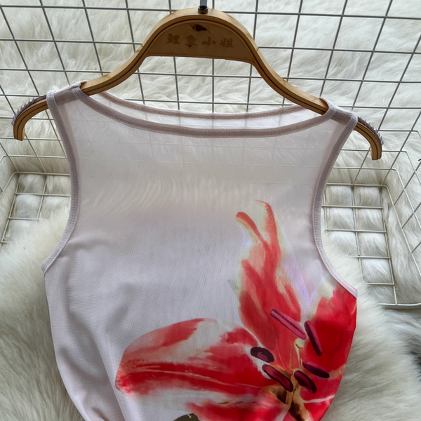 Sexy Sleeveless Floral Printed Dress