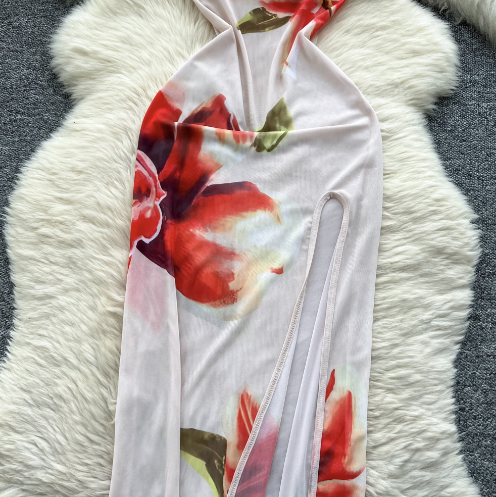 Sexy Sleeveless Floral Printed Dress