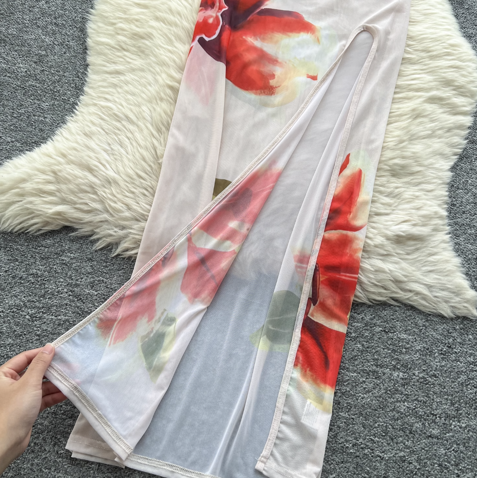 Sexy Sleeveless Floral Printed Dress
