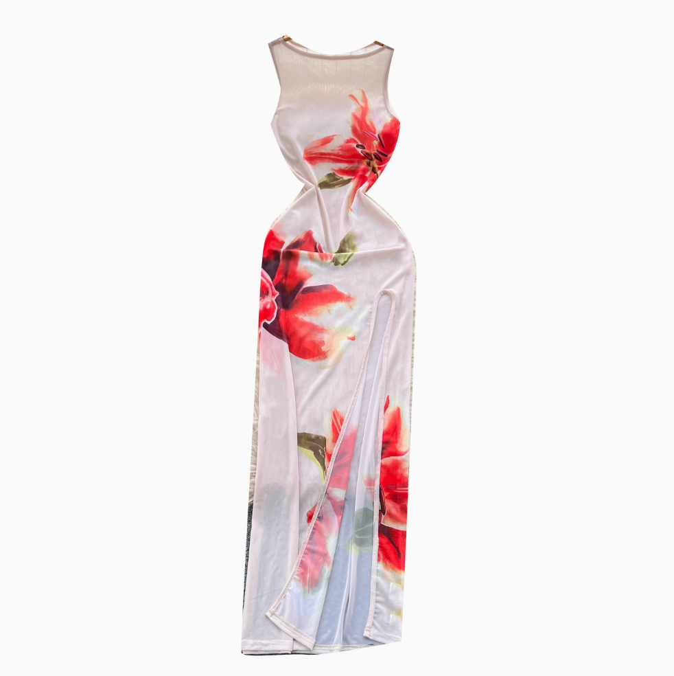 Sexy Sleeveless Floral Printed Dress
