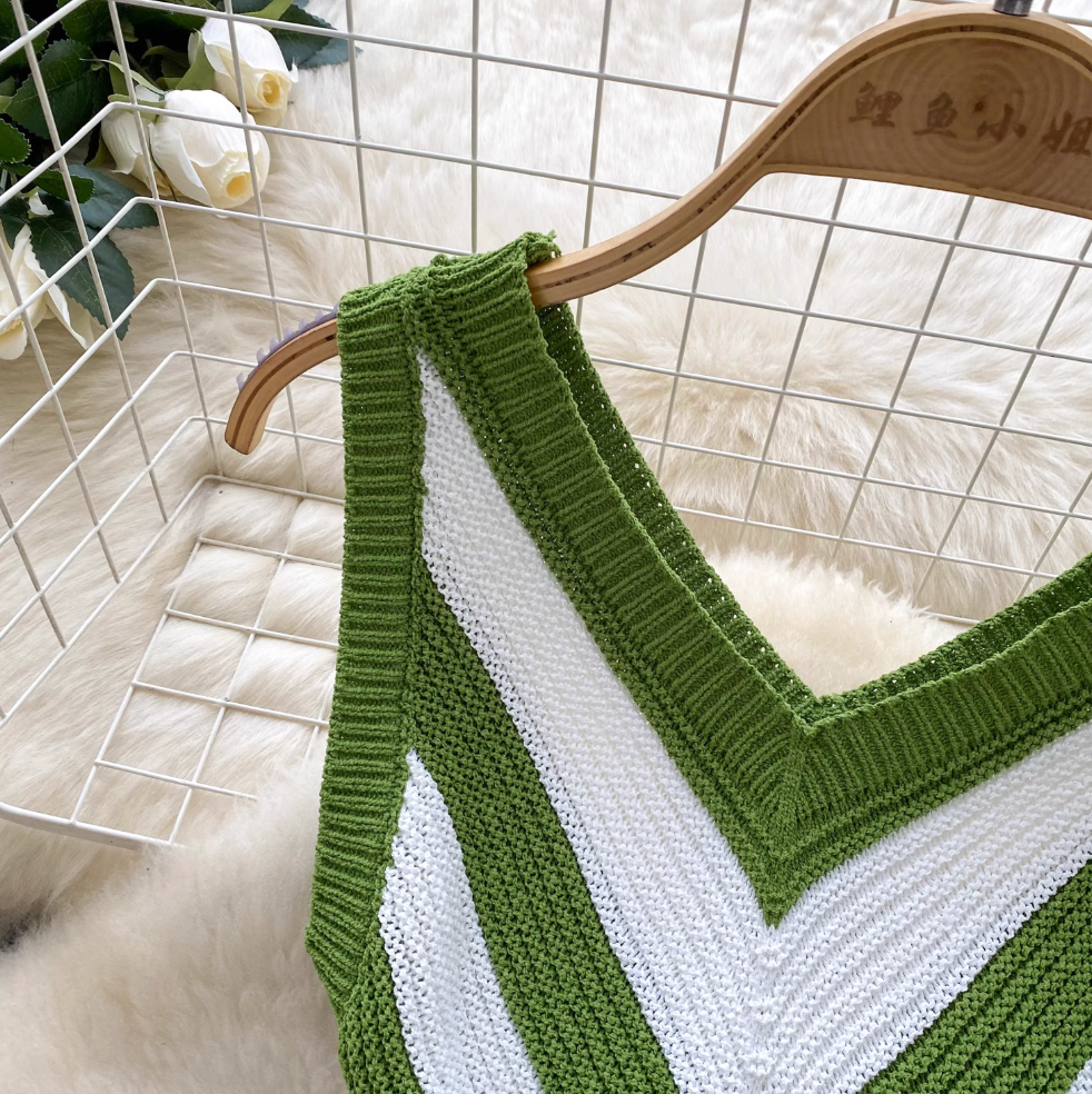 Color-blocking Lozenge Knitted Dress