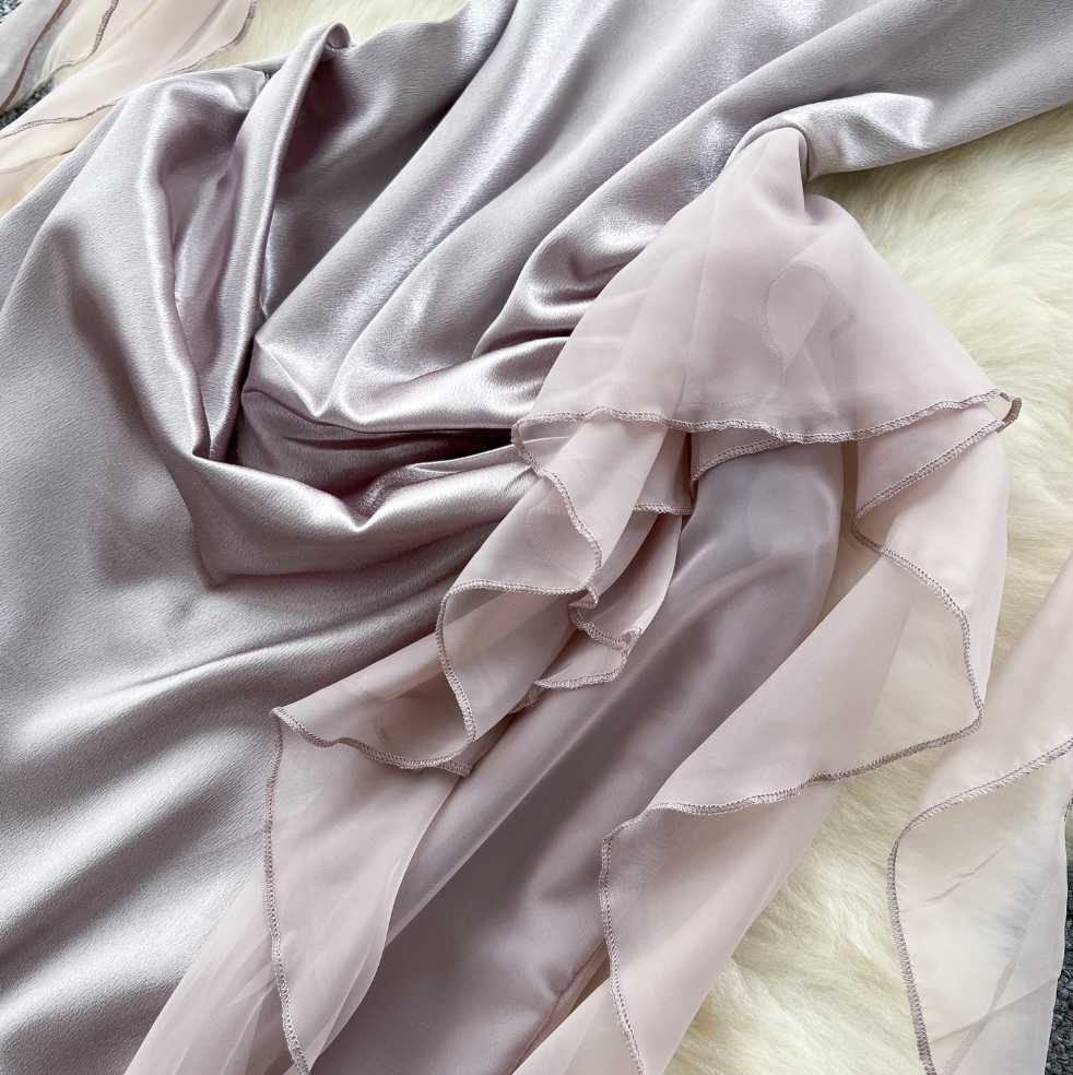 Vintage Ruffled Satin Slip Dress