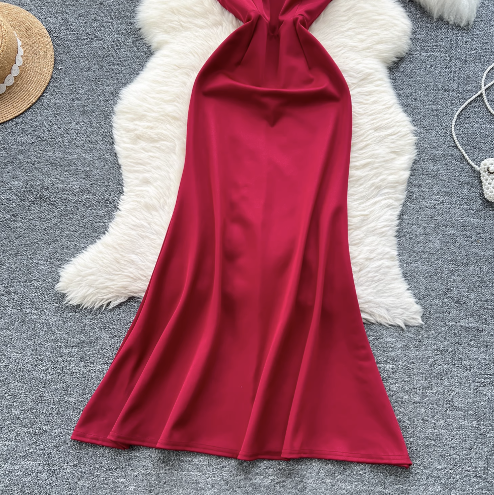 Beaded Mesh Collar Backless Dress