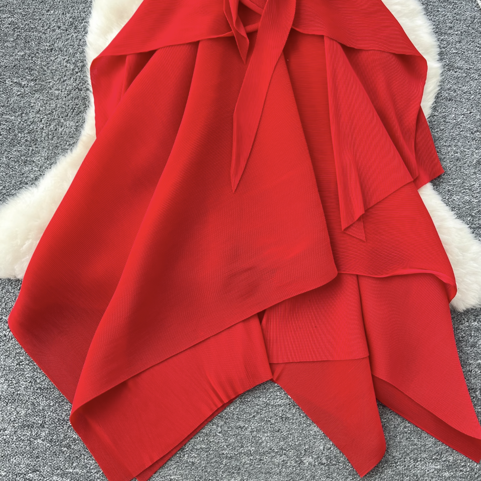 V-neck Fringed Neckline Layered Dress
