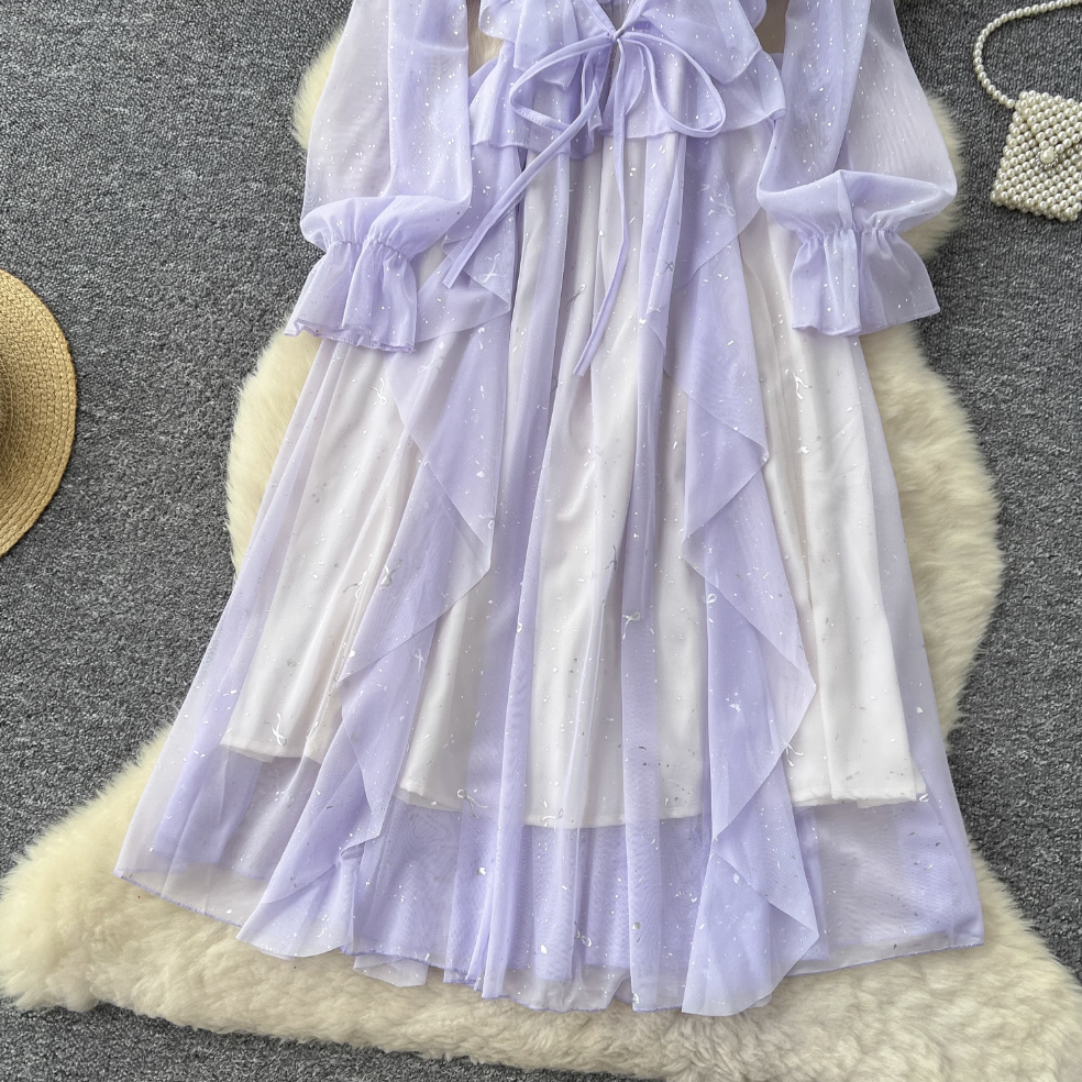 Sweetie Sequined Ruffled Mesh Dress Set
