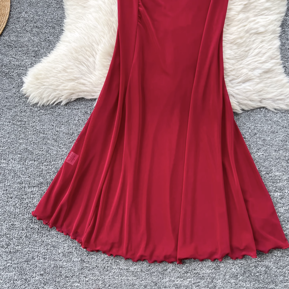 Off-shoulder Furry Patchwork Dress