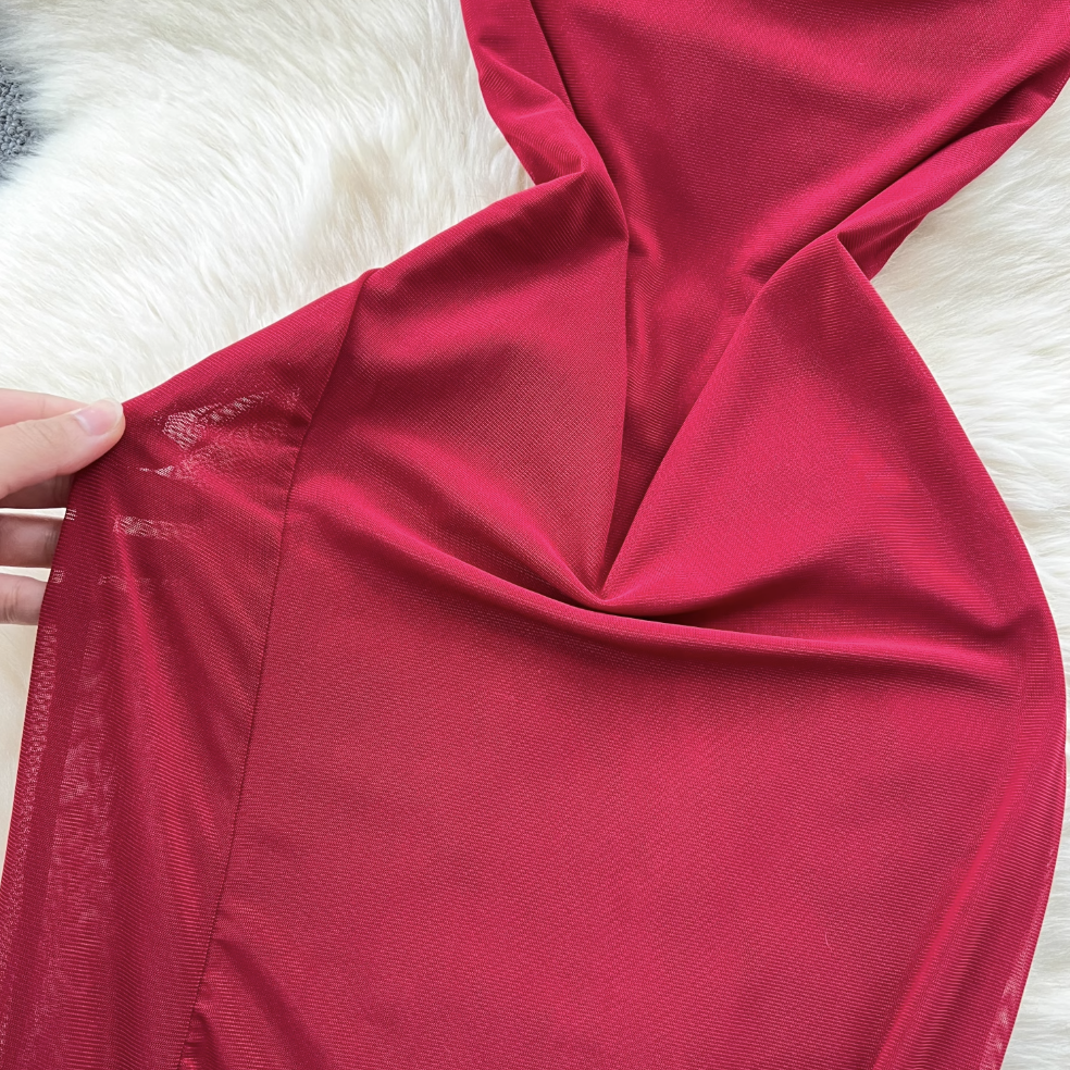Off-shoulder Furry Patchwork Dress