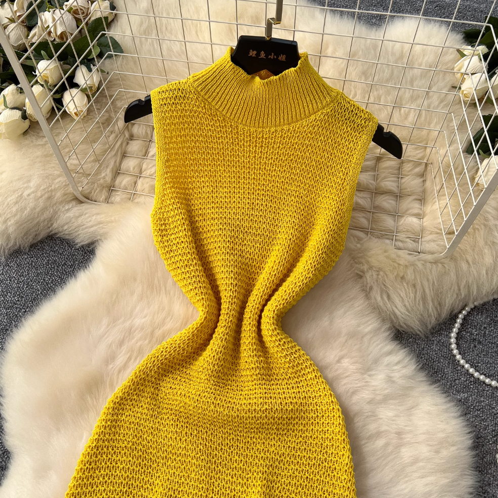 Simple Design Fringed Knitted Dress