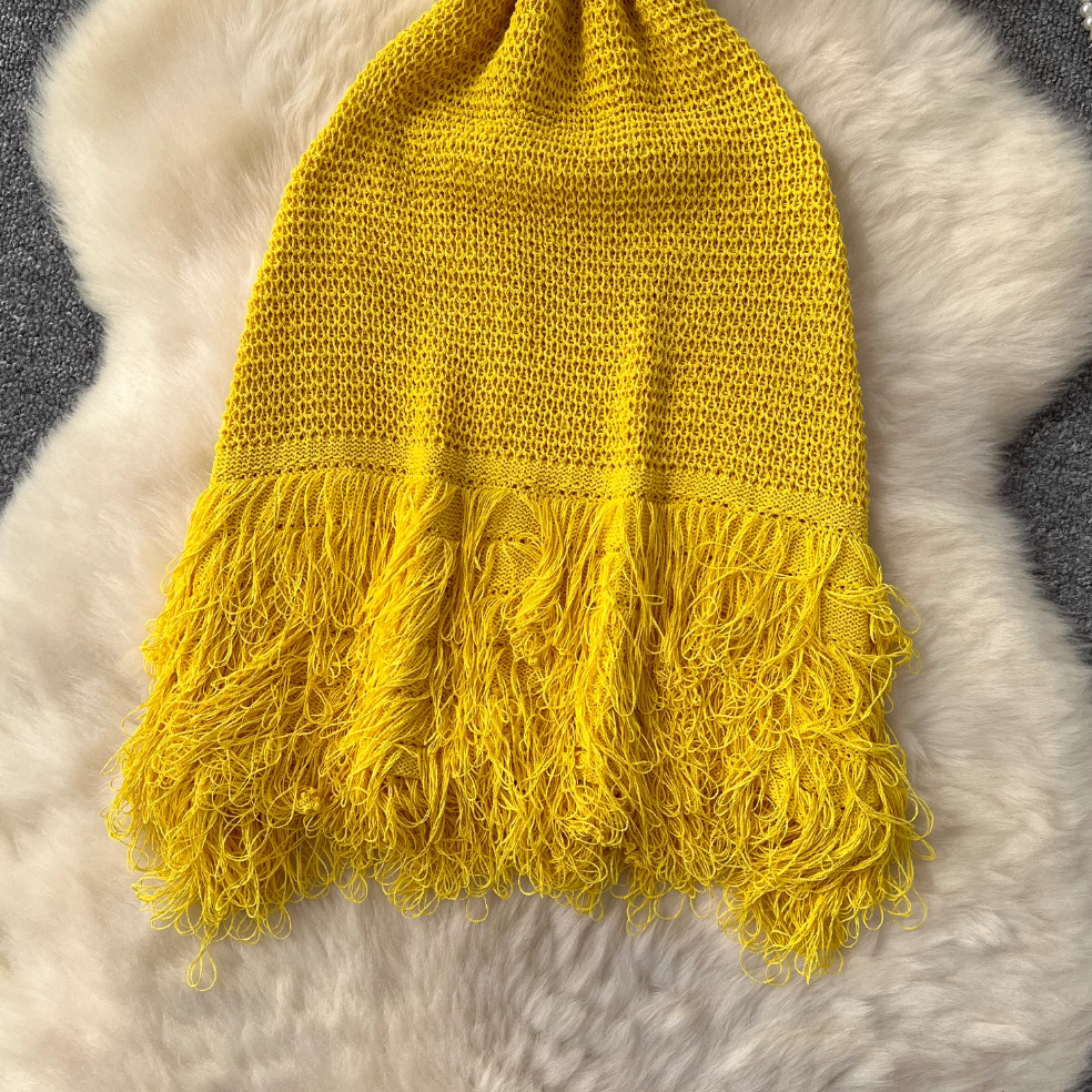 Simple Design Fringed Knitted Dress