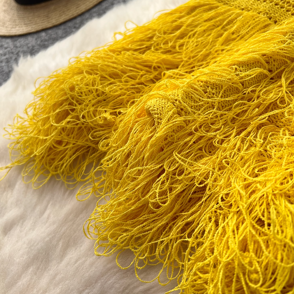 Simple Design Fringed Knitted Dress