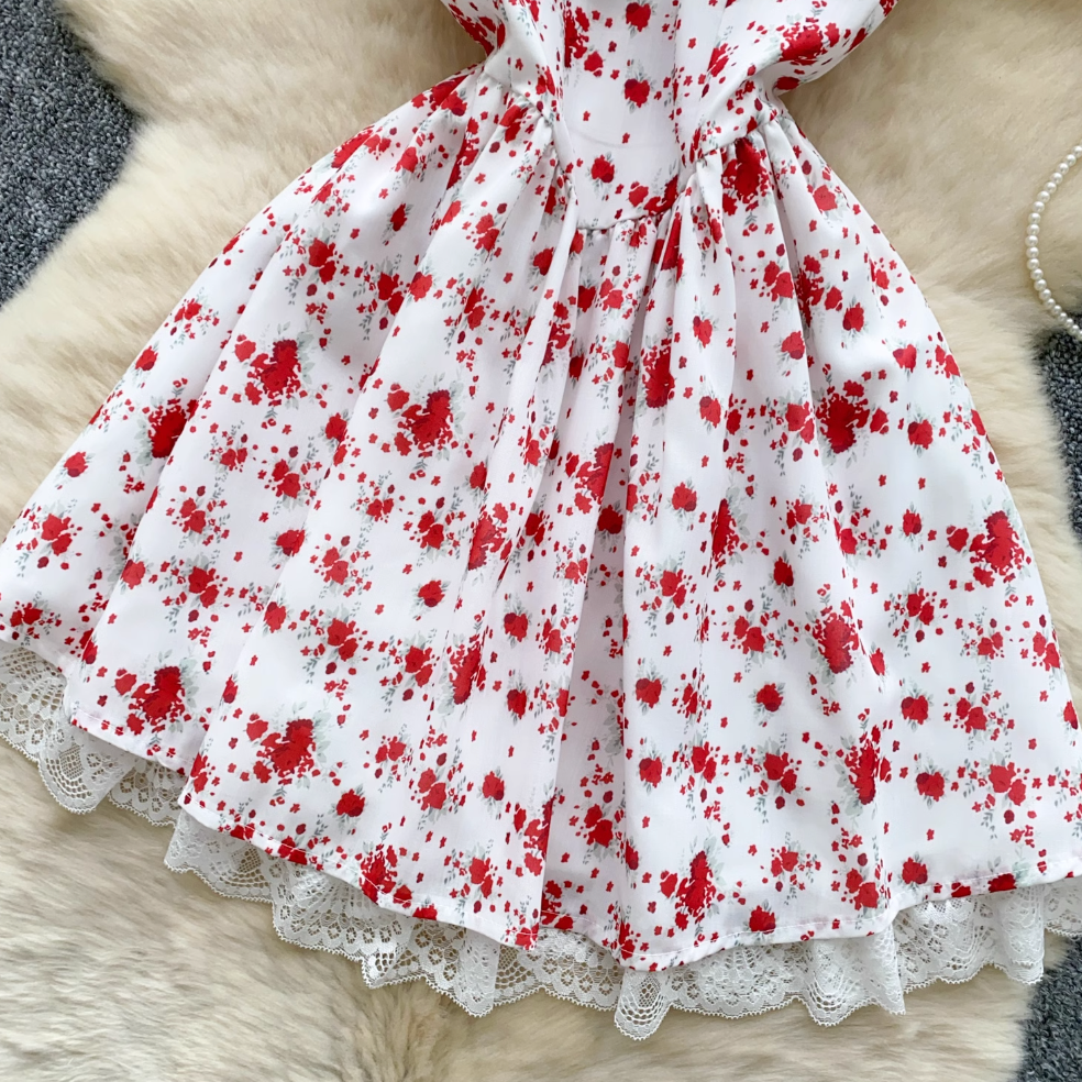 Polka Dot Floral Lace Slip Dress