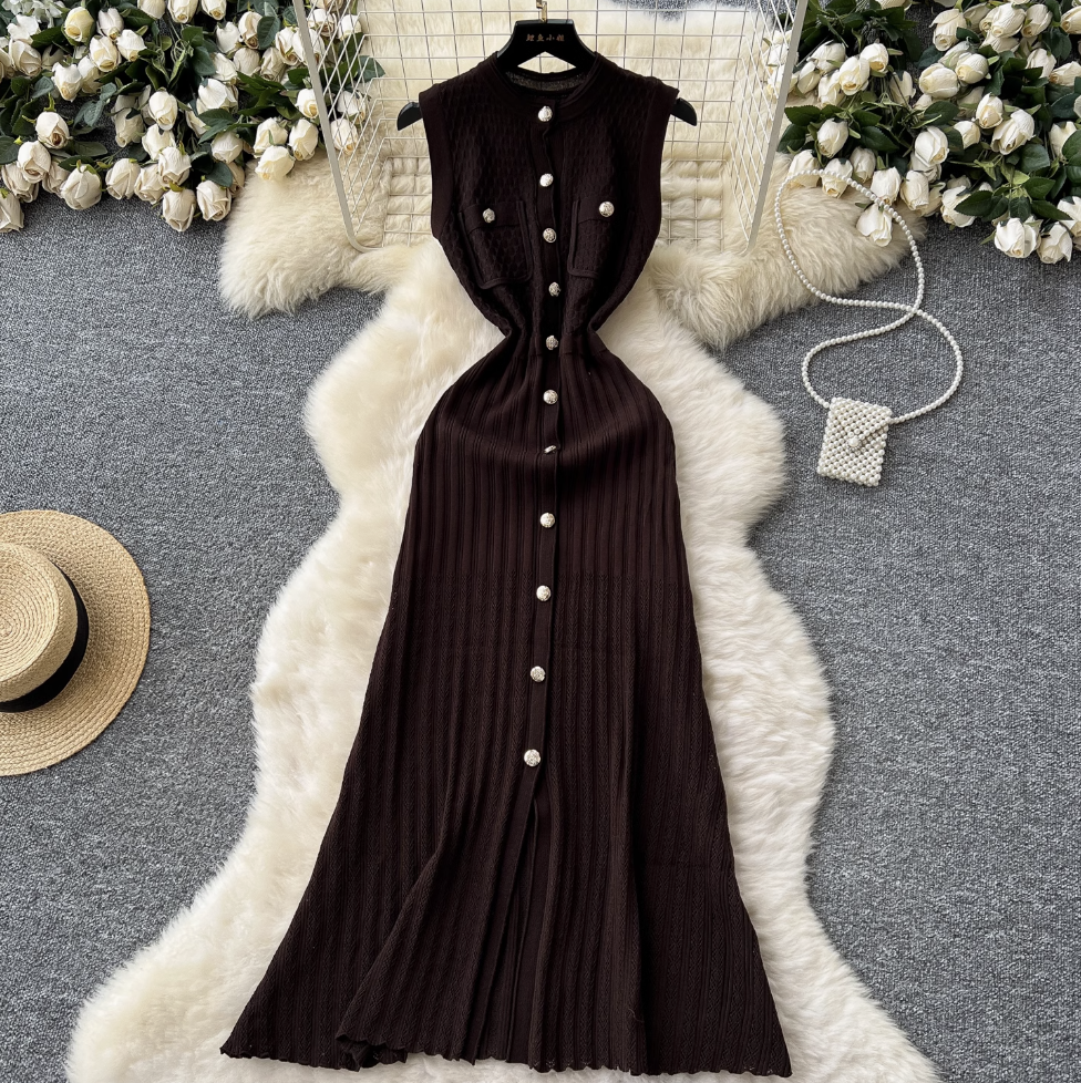 Simple Design Fringed Knitted Dress
