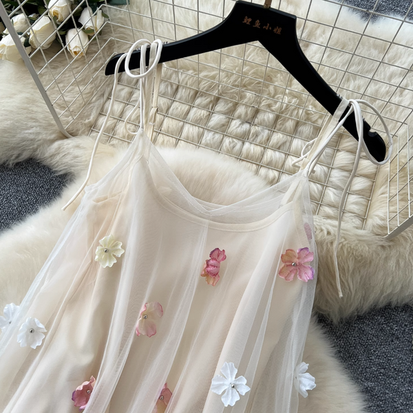Fairy 3d Floral Mesh Slip Dress