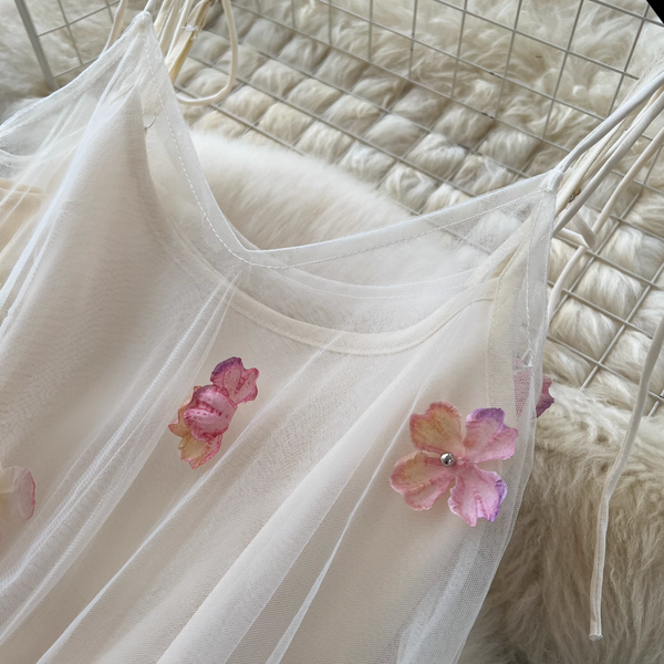 Fairy 3d Floral Mesh Slip Dress