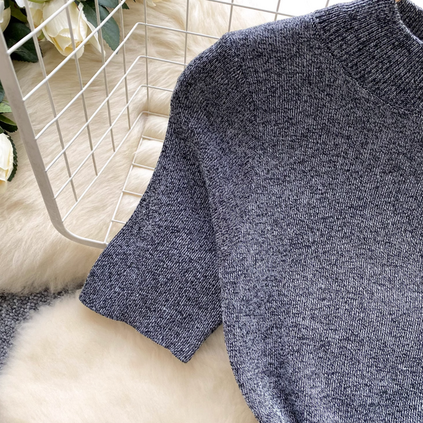 Elegant Gray Knitwear Dress with Belt