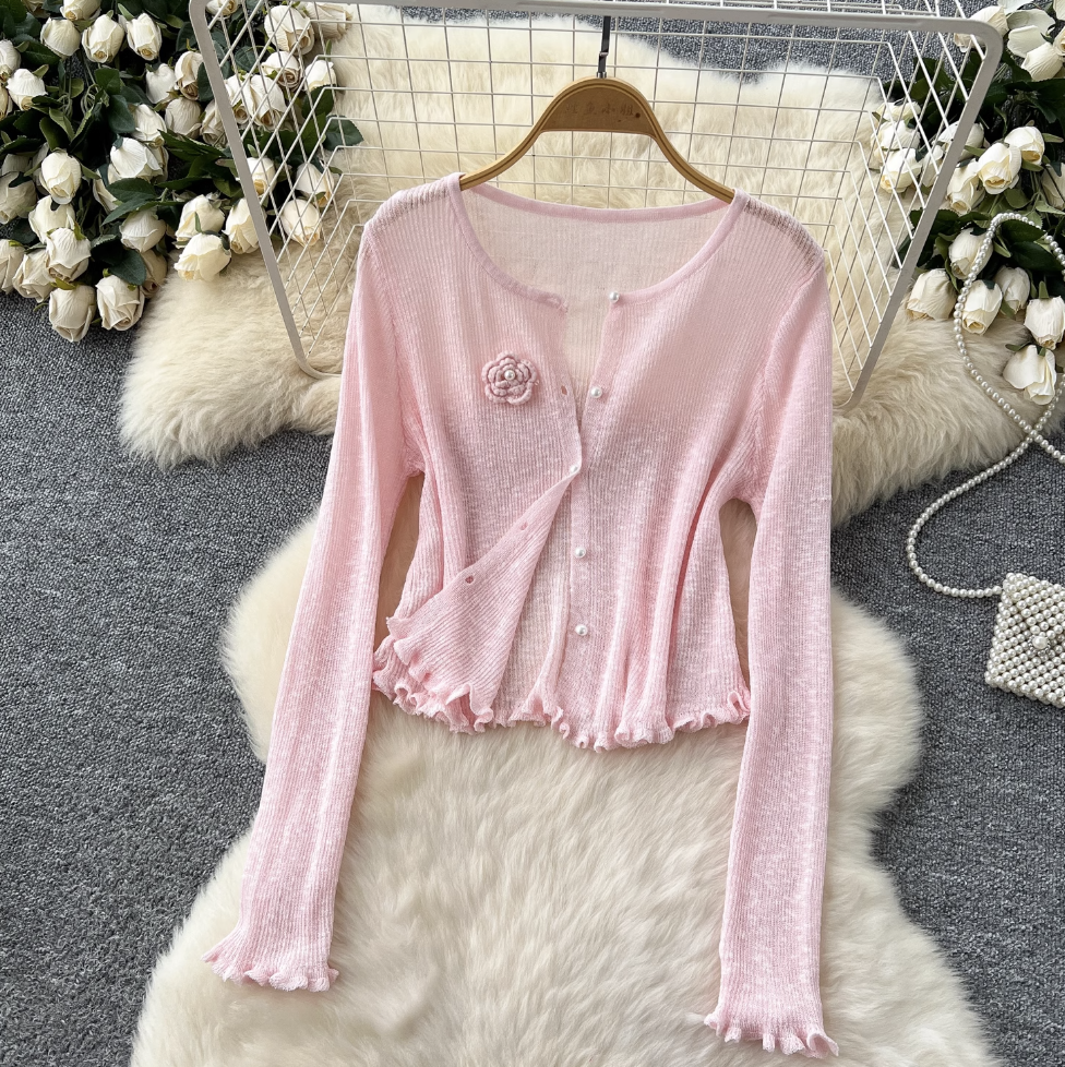 Pink Cardigan & White Slip Dress 2Pcs
