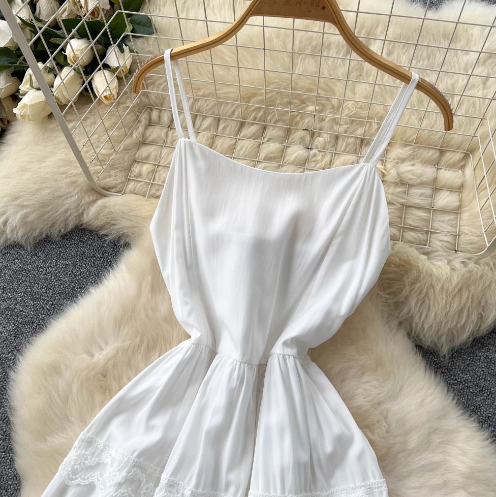 Pink Cardigan & White Slip Dress 2Pcs