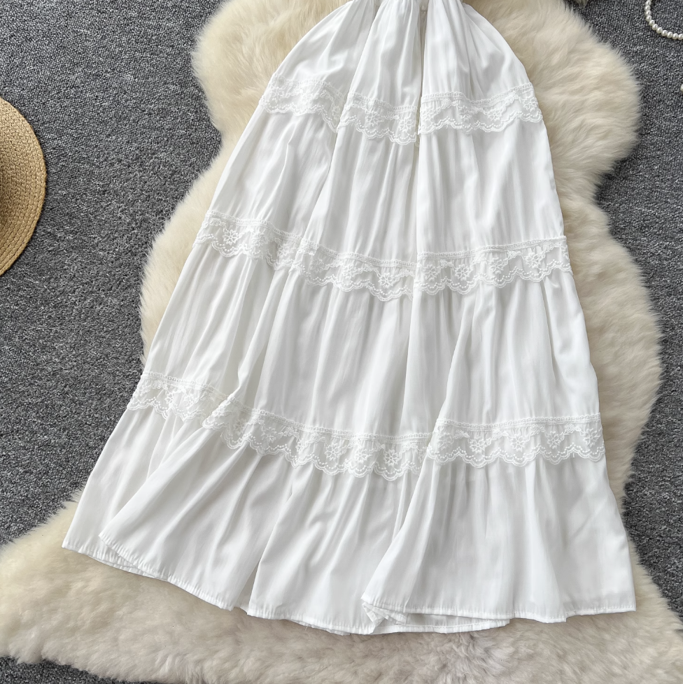Pink Cardigan & White Slip Dress 2Pcs