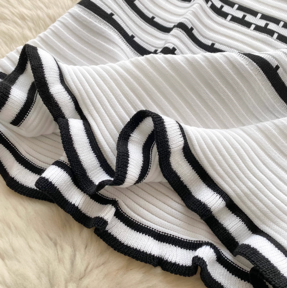 Color-blocking Striped Knitwear Slip Dress