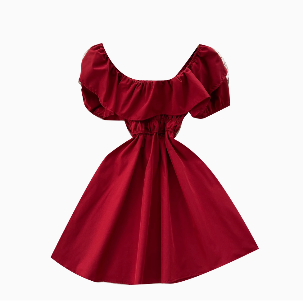 Off-shoulder Ruffled Neckline A-line Dress