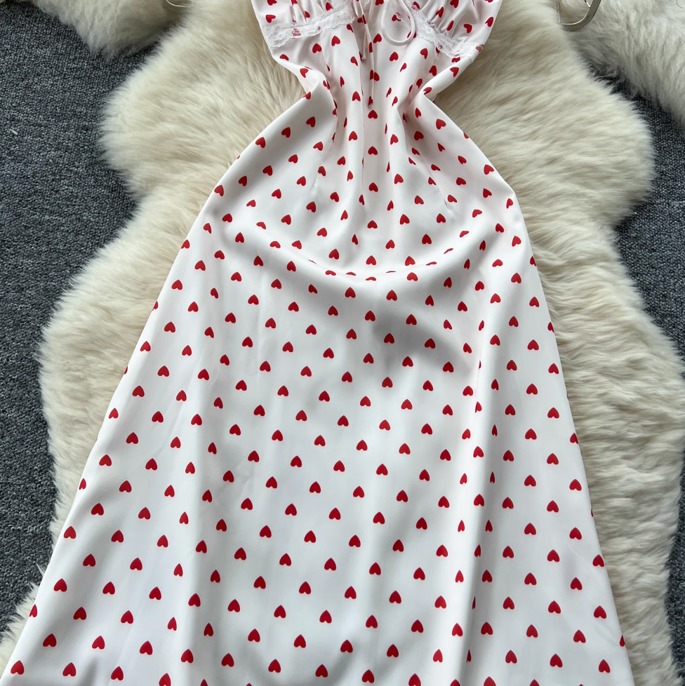 Polka Dot Printed Backless Halter Dress