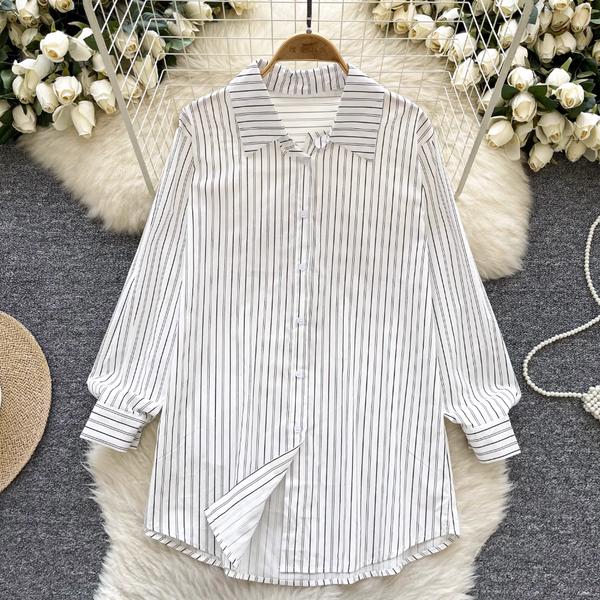 Striped Shirt Dress& Denim Skirt 2Pcs