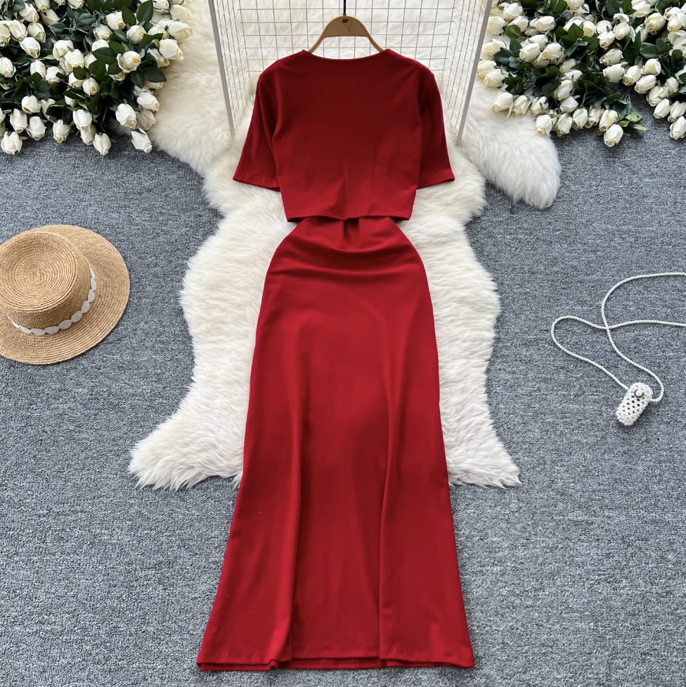Short Cardigan & Floral Slip Dress 2Pcs