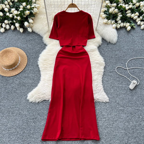 Short Cardigan & Floral Slip Dress 2Pcs
