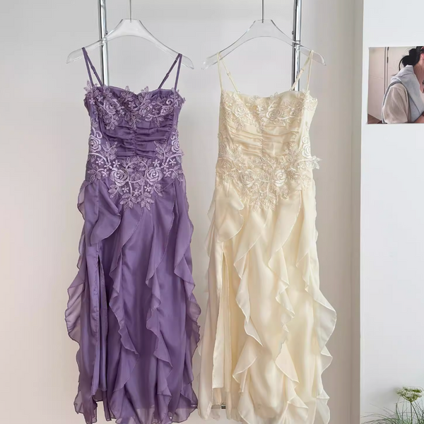 Irregular Design Ruffled Slip Dress