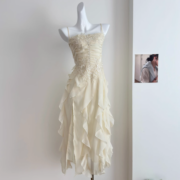 Irregular Design Ruffled Slip Dress