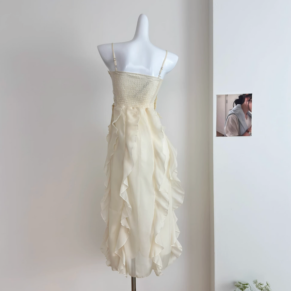 Irregular Design Ruffled Slip Dress