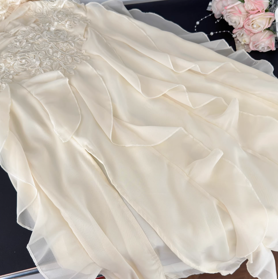 Irregular Design Ruffled Slip Dress
