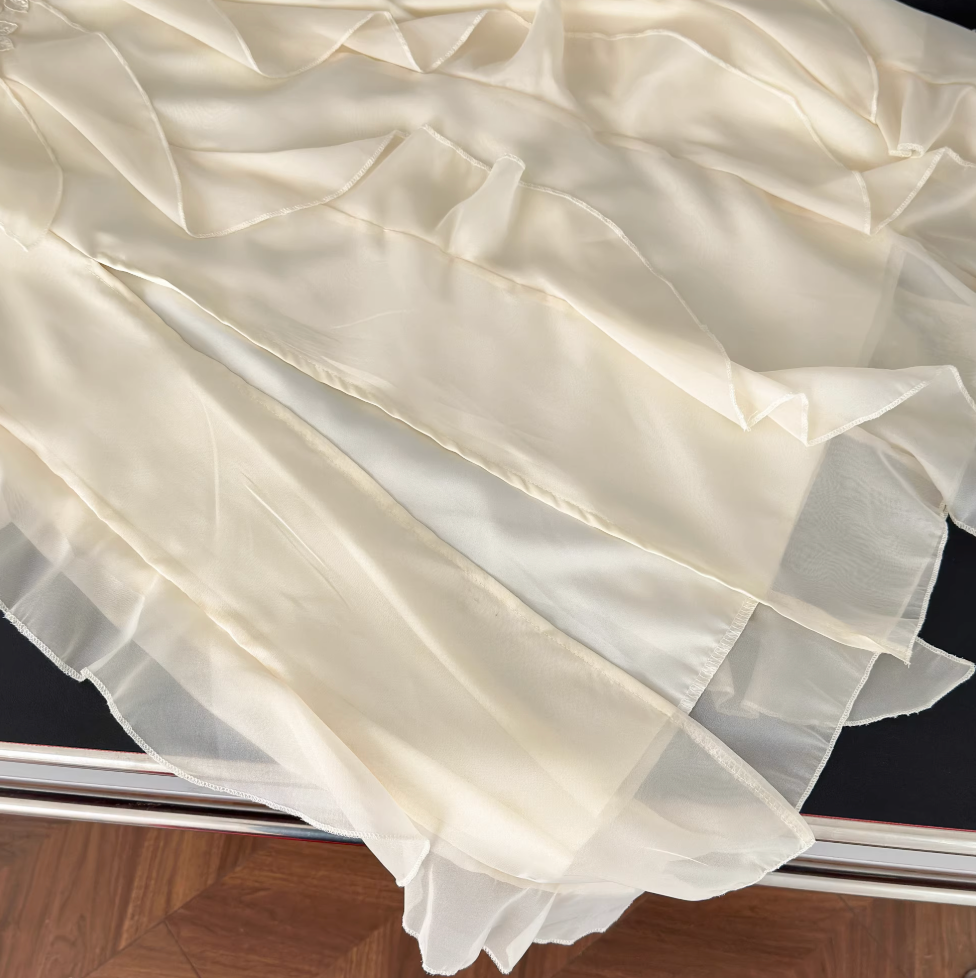 Irregular Design Ruffled Slip Dress