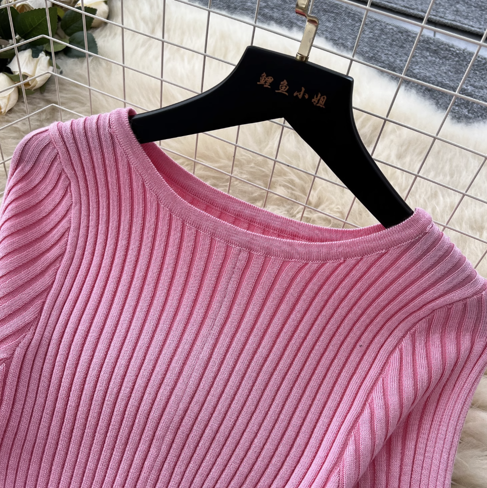 Solid Color Hollowed Waistline Knit Dress
