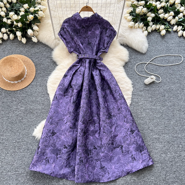 French Style Jacquard Sleeveless Shirt Dress