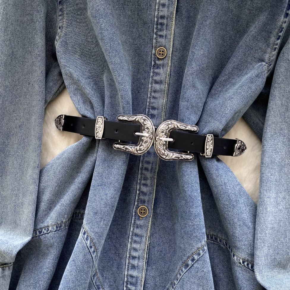 Chic Denim Shirt Dress with Belt