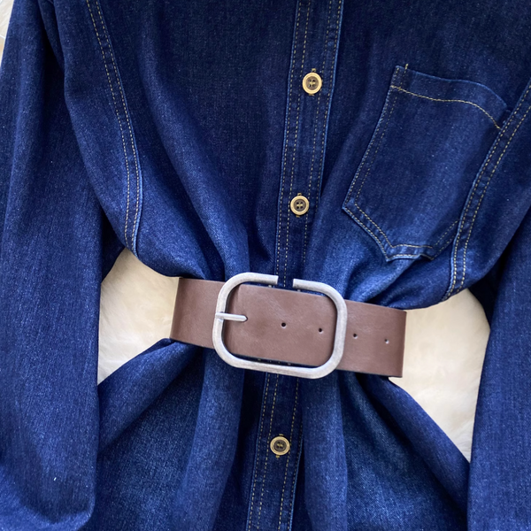 Vintage Blue Denim Shirt Dress