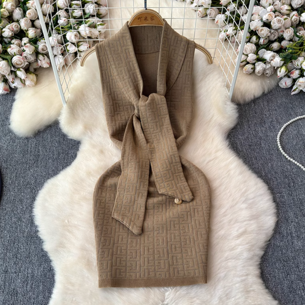 Vintage Sleeveless Labyrinth Knitted Dress