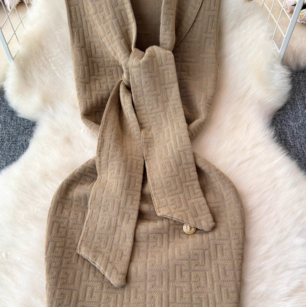 Vintage Sleeveless Labyrinth Knitted Dress
