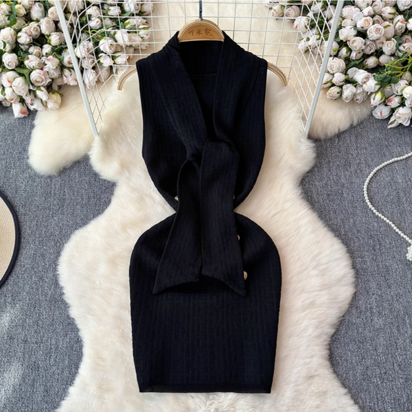 Vintage Sleeveless Labyrinth Knitted Dress