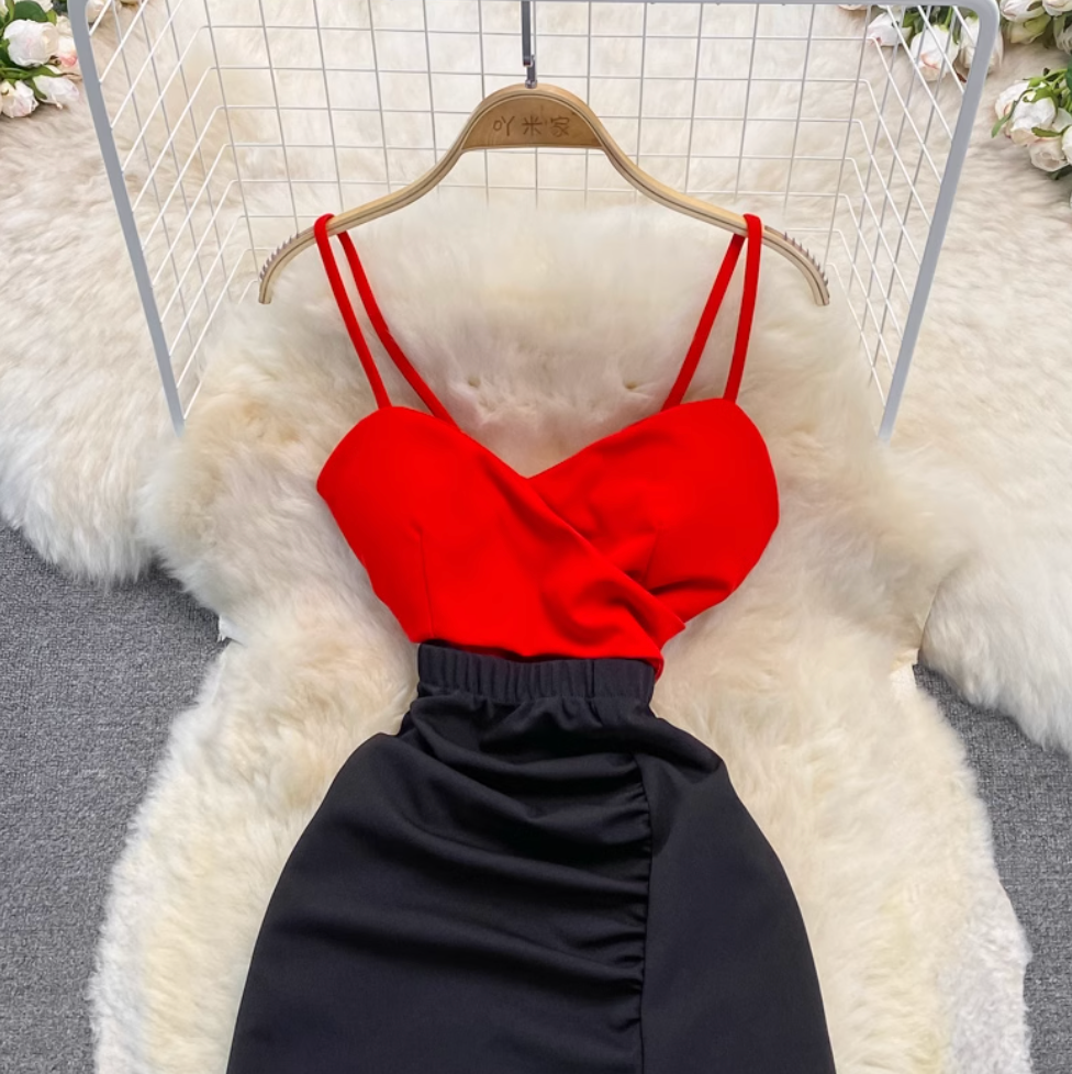 Elegant Color Blocking Patchwork Slip Dress