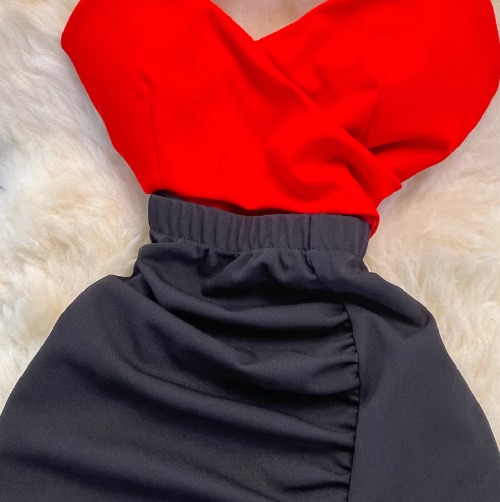 Elegant Color Blocking Patchwork Slip Dress