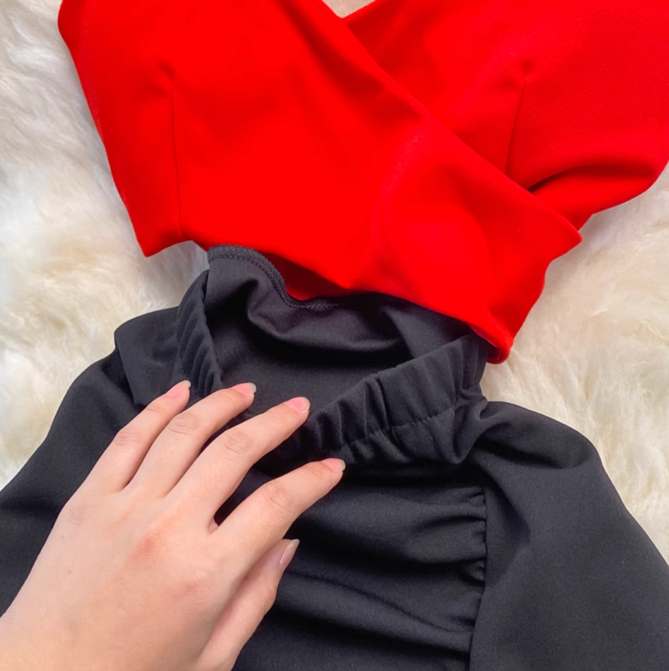 Elegant Color Blocking Patchwork Slip Dress