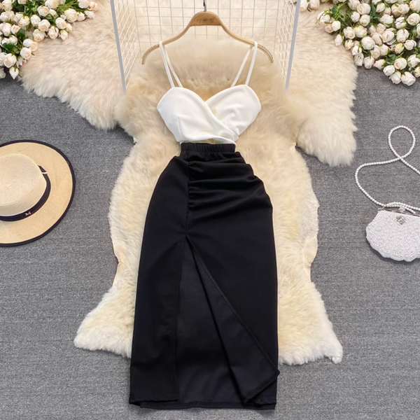 Elegant Color Blocking Patchwork Slip Dress
