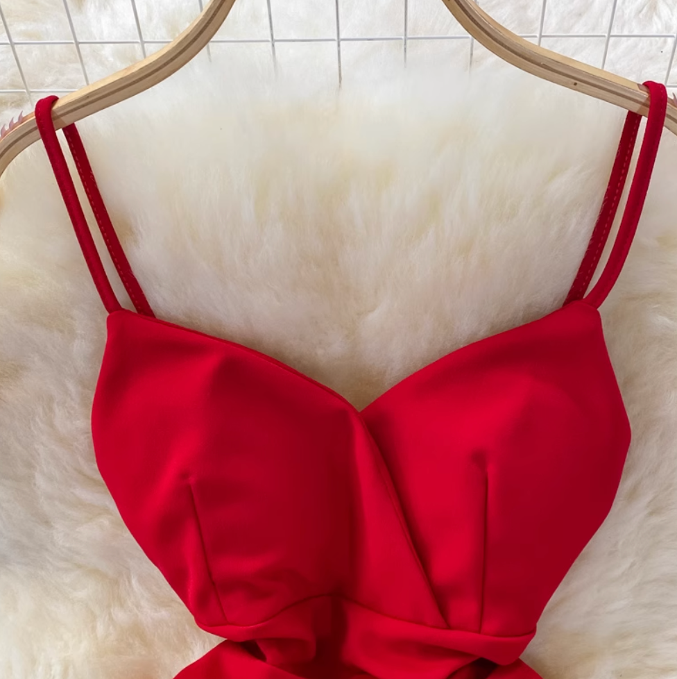 Asymmetric V-neck Backless Slip Dress
