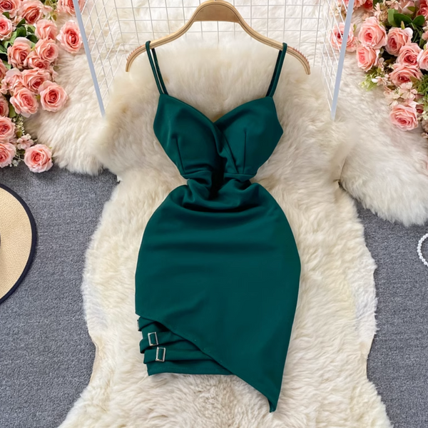 Asymmetric V-neck Backless Slip Dress